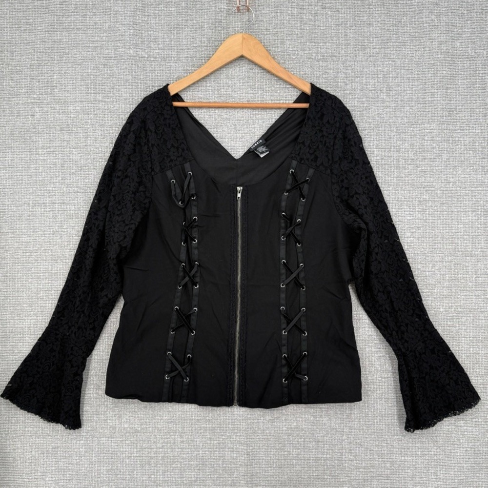 Vintage Torrid Lace Corset Top Women 3 Stretch Lace Sleeves Goth